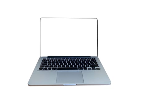 Laptop with mockup screen on white isolated background photo