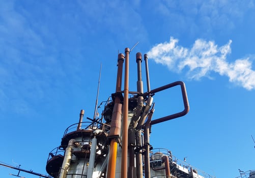 Candle for the release of converted gas into the atmosphere during an emergency stop of the workshop photo
