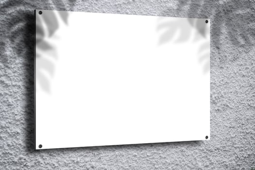 Mock up. Blank white billboard on old cracked concrete vintage wall background. photo