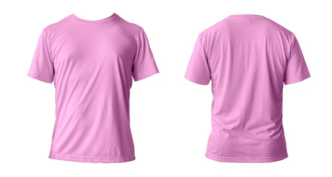 Blank pink clean t-shirt mockup, isolated, front view. Empty tshirt model mock up. Clear fabric cloth for football or style outfit template. photo