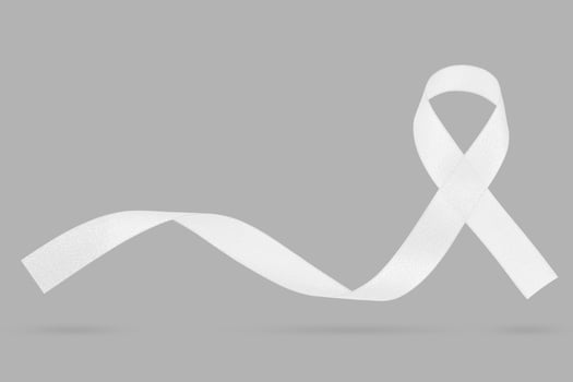 November Lung Cancer Awareness month, white Ribbon on grey background. Represents a mental health prevention program, mental health awareness campaign. clipping path photo