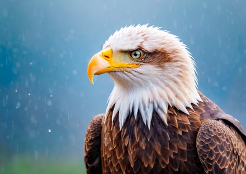 Bald Eagle Standing in Rain. photo