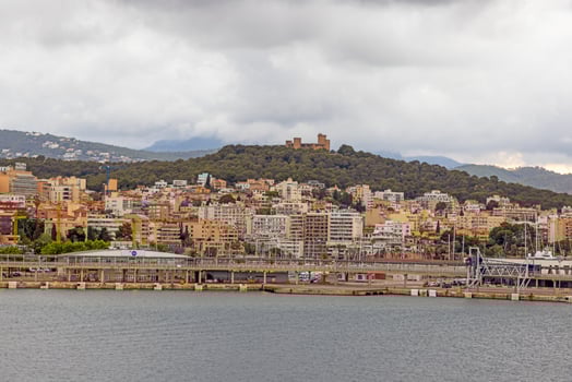 Panoramic view of the castle of Palma de Mallorca from the harbor photo