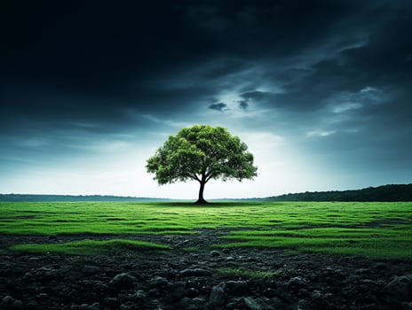 Lonely tree in the field photo