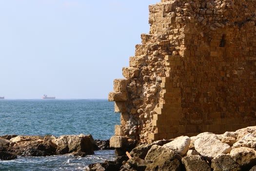 Akko Israel 05.26.1924. Ancient city - port on the shores of the Mediterranean Sea photo