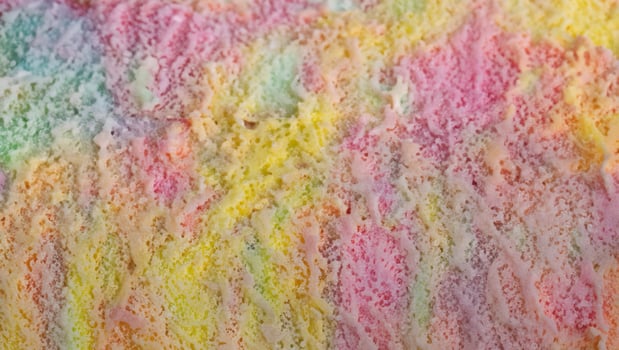 Top View of Colorful Flavored Ice Cream on Surface, Blank Space for Design - Food Concept Stock Photo