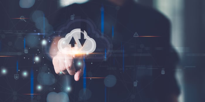 cloud computing backup technology concept ,Access to server communication services ,database connection with modern hardware and software ,interface for uploading and downloading data photo
