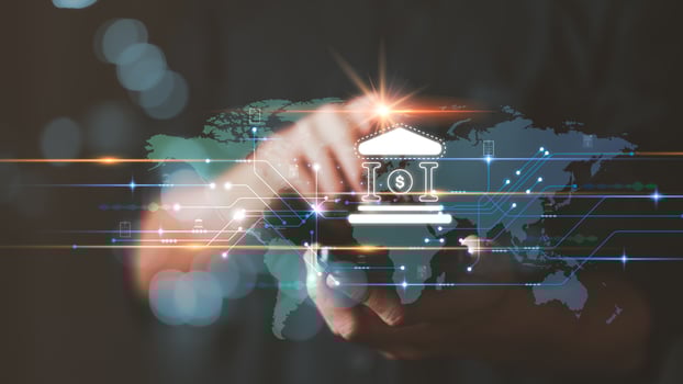 Bank finance business connection concept ,Money and Investment Management ,payment security ,internet transaction network information technology ,Using online banking on application ,online payment photo