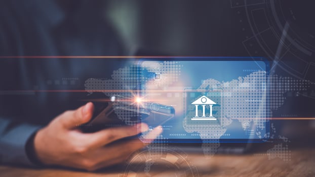 Bank finance business connection concept ,Money and Investment Management ,payment security ,internet transaction network information technology ,Using online banking on application ,online payment photo