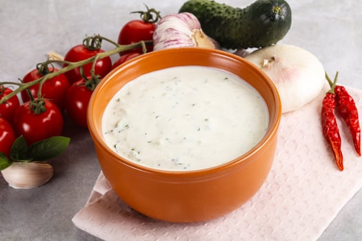 Traditional delicious appetizer greek tzatziki Turkish name cacik photo