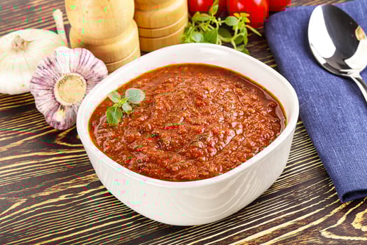 Spanish traditional gazpacho tomato soup photo