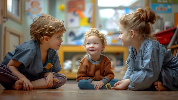 children sitting in classroom photo