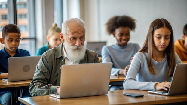 Portrait of multiethnic group of students studying together in class photo