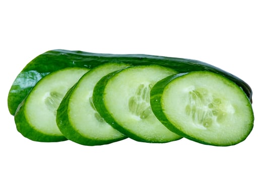 Sliced cucumber and half cucumber isolate on white background. photo
