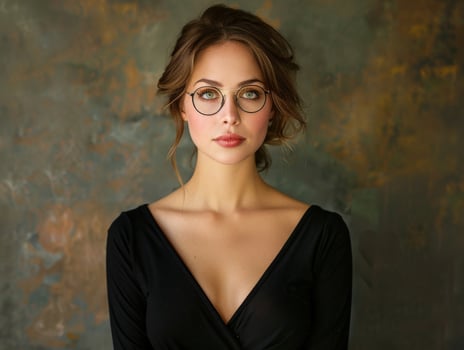 Woman With Glasses Poses for Picture photo