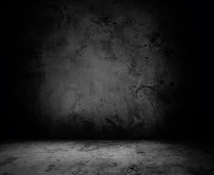 Cold Minimalist Interior, Grey Concrete Floor and Dark Textured Stone Wall photo