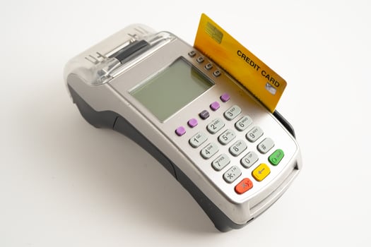 Payment POS terminal technology for finance and shopping business. photo