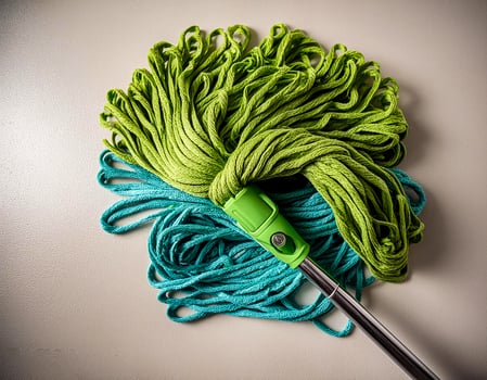 Top of view one mop on the white background photo