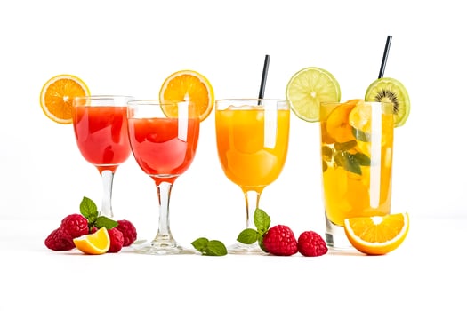 Refreshing Summer Cocktails with Citrus Fruits and Raspberries photo