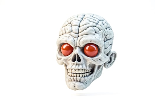 White Skull With Red Eyes on White Background photo