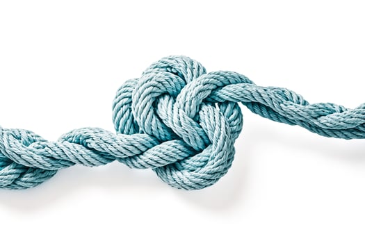 Blue Rope Knot on White Background photo