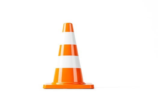 Single Orange Traffic Cone Isolated on White Background photo