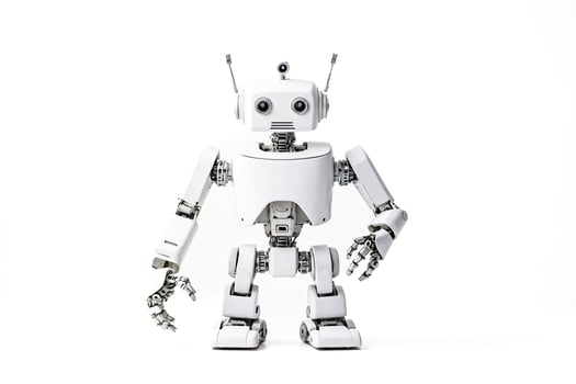 White Robot Standing On White Background photo