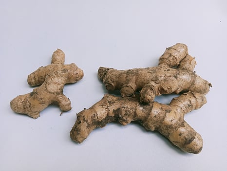 White turmeric isolated on white, close-up horizontal view photo