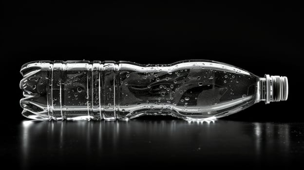 Clear Plastic Bottle on Black Background photo