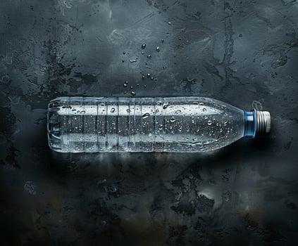 Water Bottle With Water Droplets on Dark Background photo