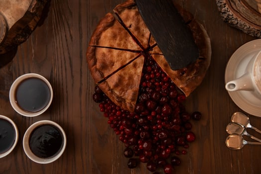 Berries pie with fresh berries and jam photo
