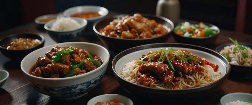 Variety authentic chinese traditional meal. photo