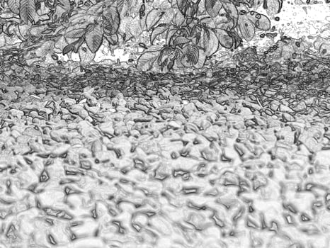 Stone ground pattern, natural stone texture, ground pavement bac. Pencil drawn sketch photo