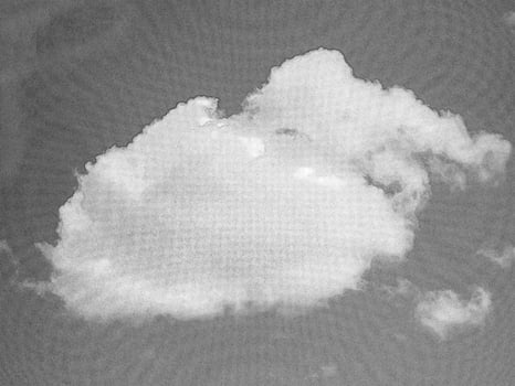 White fluffy cloud over blue summer sky background. Pencil drawn sketch illustration photo