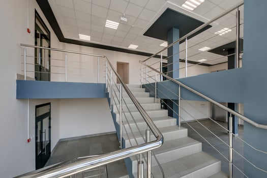 stairs emergency and evacuation exit stair in up ladder in a new office building photo