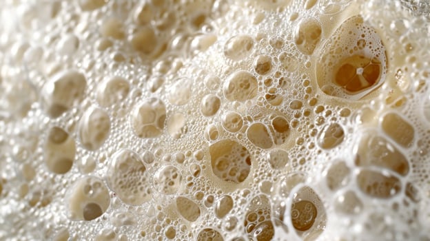Macro shot of a textured surface with tightlypacked bubbles resembling a dense and bubbly foam photo