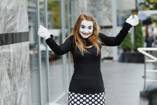 The girl with makeup of the mime. improvisation. photo
