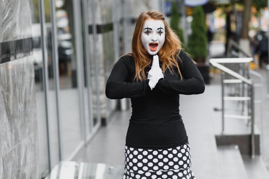 The girl with makeup of the mime. improvisation. photo