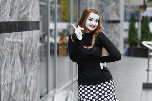 The girl with makeup of the mime. improvisation. photo