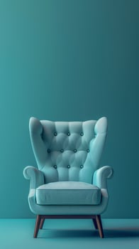 Blue Chair Against Green Wall photo