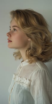 Blonde Woman in White Shirt photo