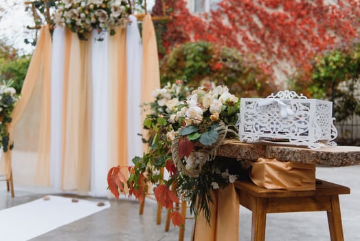 Wedding ceremony in Boho style. Decor and floristry photo