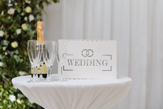 flowers decorations during outdoor wedding ceremony photo