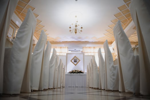 an image of tables setting at a luxury wedding hall photo