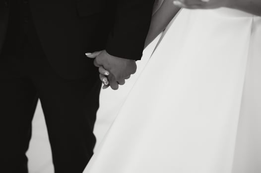 Hands of the bride and groom close-up. photo