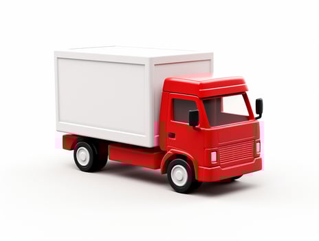 A red truck with a white trailer photo
