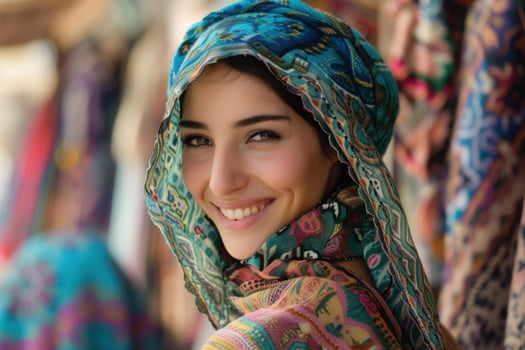 Radiant smile in traditional scarf photo