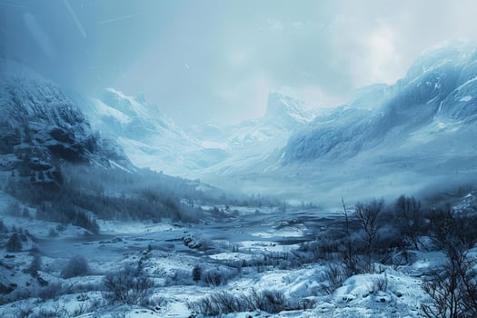 Mystic winter mountain landscape at dusk photo