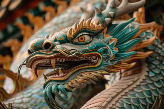 Detailed chinese dragon sculpture in traditional style photo