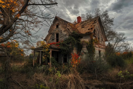 Abandoned house overrun by nature photo